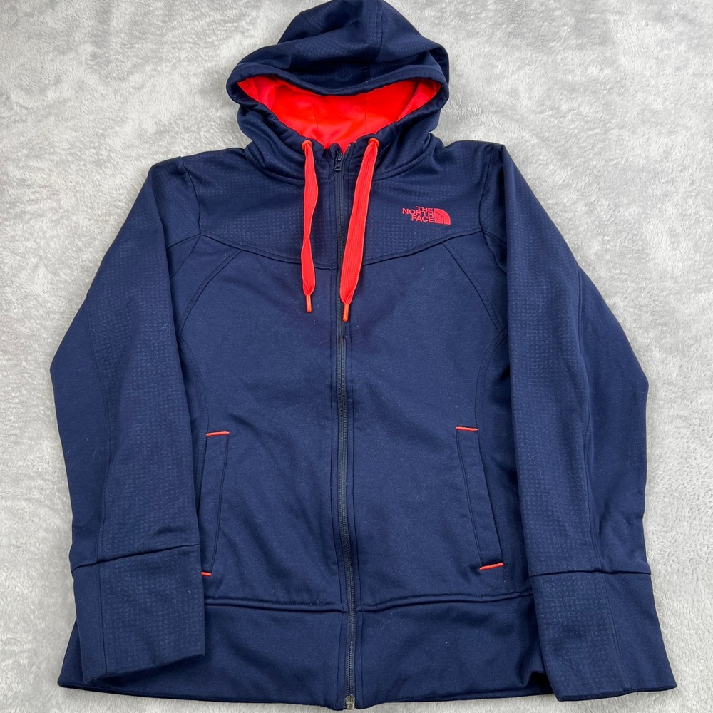 The North Face Grid Fleece Full Zip Hoodie M Navy Blue Women Hiking Jacket